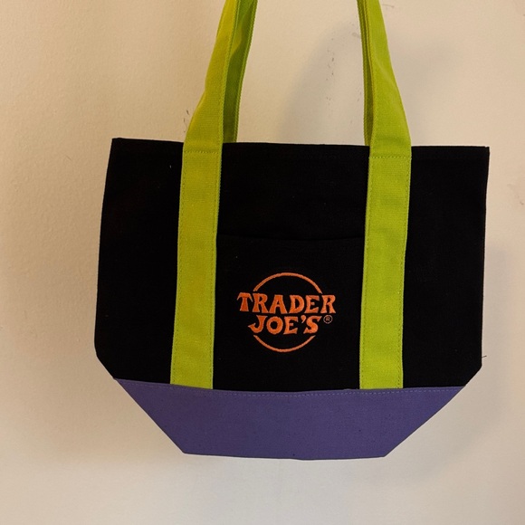 TRADER JOE’S Mini Trick or Treat Black/Purple Canvas Tote Bag - Picture 4 of 4